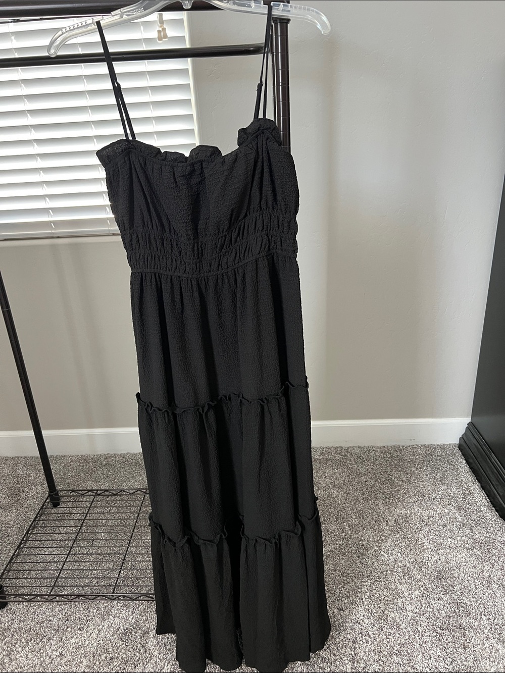 ASTR Black Spaghetti Strap Tiered Maxi Dress - Women
